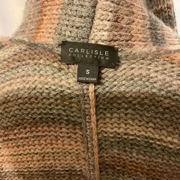 Carlisle Collection Cardigan S Blue Brown White Stripe Open Front Half Dolman - Picture 10 of 10